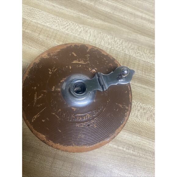 VTG Tool Lufkin Rule Tape 50' Linen Measuring Leather Stitched Case USA Works - Picture 3 of 6